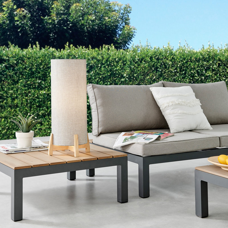 Gahraman 24'' Battery Powered Integrated LED Outdoor Table Lamp, Gray