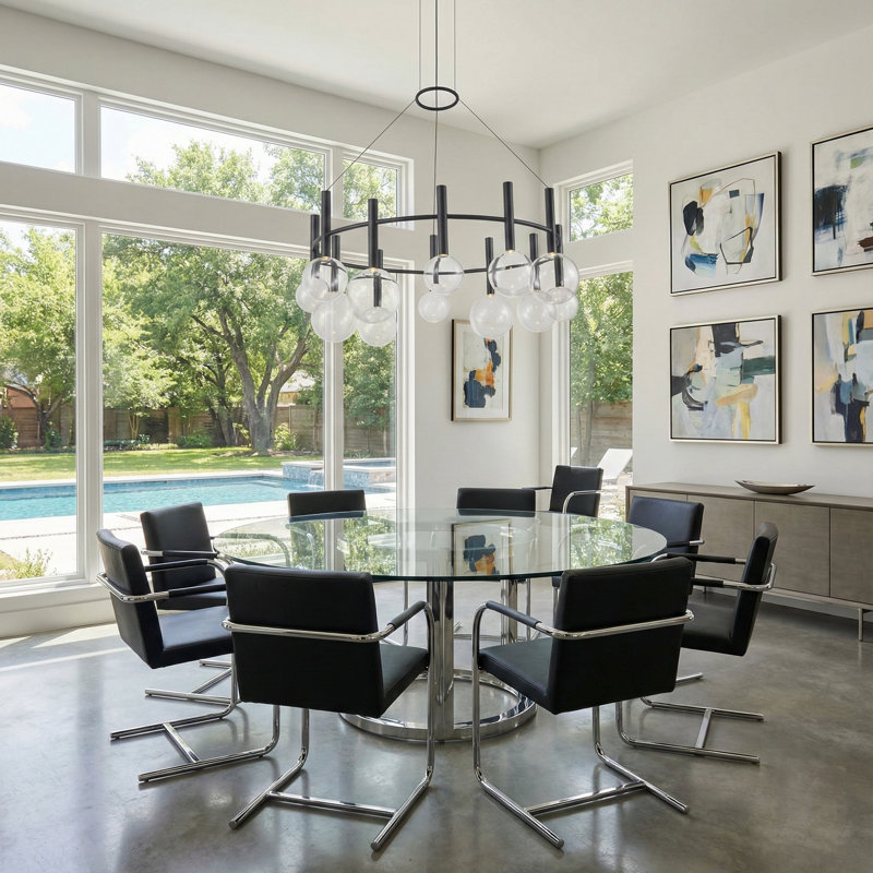 12- Light Ring Chandelier - Black