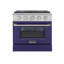 KUCHT Professional 30 po 4,2 pieds cubes Cuisinière à gaz propane avec brûleurs scellés et four à convection en acier inoxydable avec porte bleue-94094668-50147959