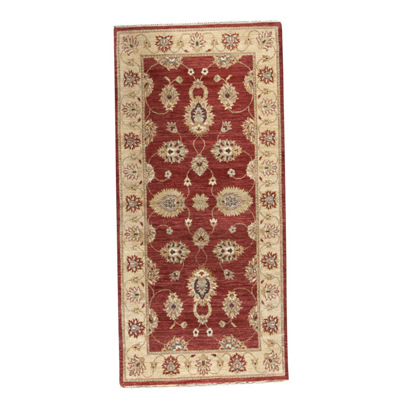 Tapis unique en laine rouge / or 3 pi 1 po x 6 pi 7 po
