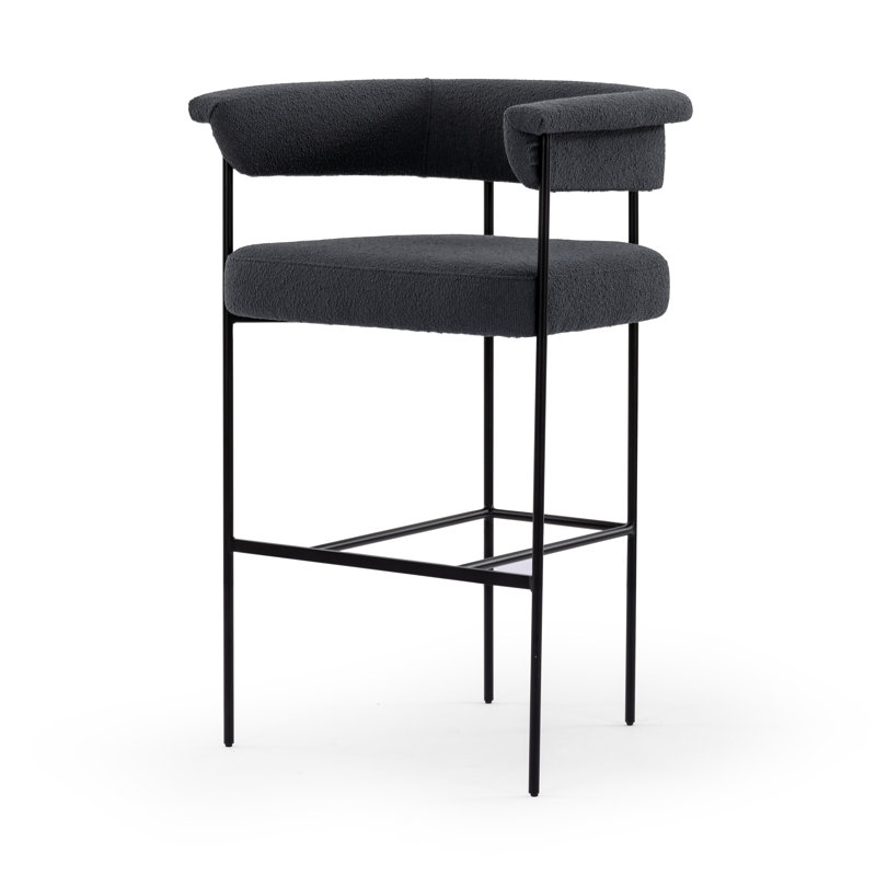 Carrie Upholstered Stool, Counter Stool (26.5" Seat Height), Orly Natural Polyester, Solid
