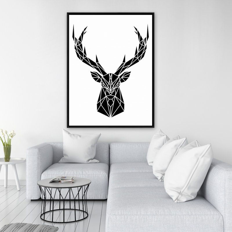 Tête de cerf géométrique | Décoration minimaliste sur toile encadrée