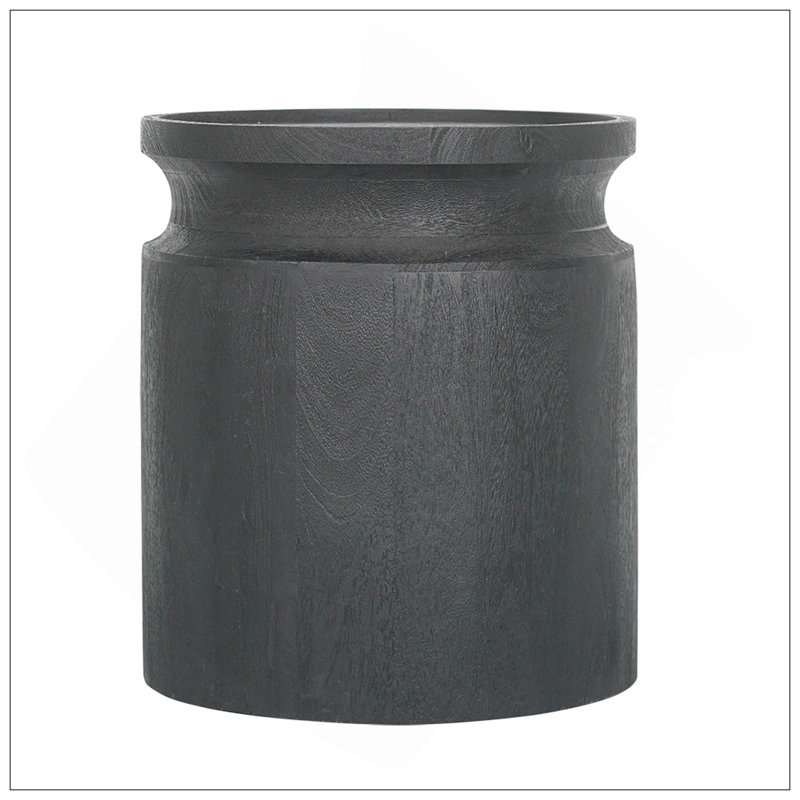 Table d'appoint cylindrique en bois noire D14x16 "