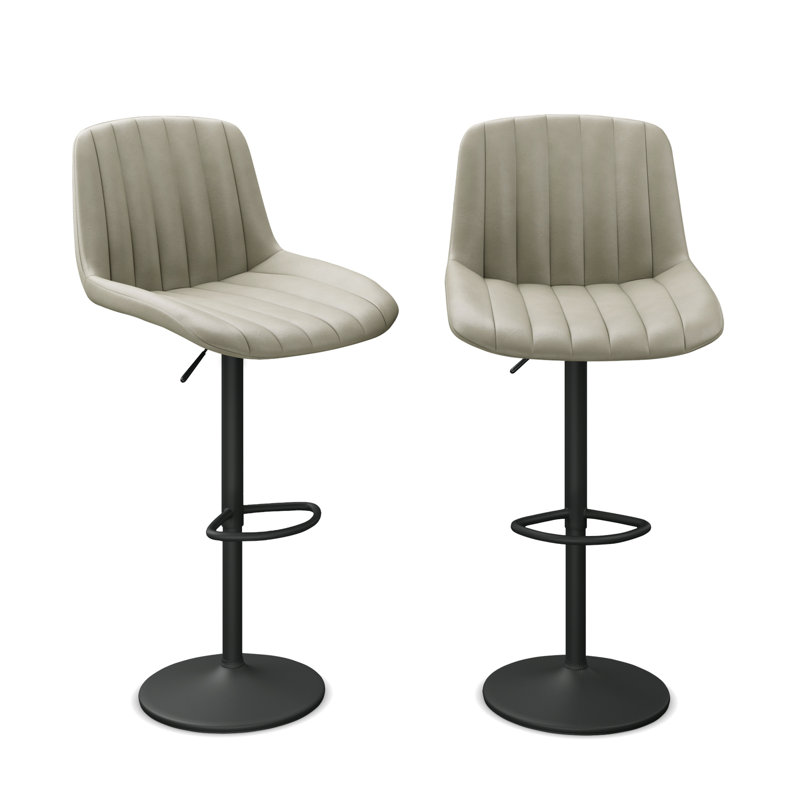 Adjustable Height Counter Stool with Metal Frame, Taupe