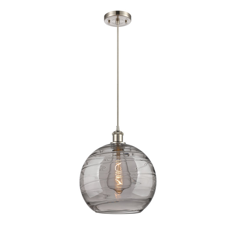 Luminaire suspendu à 1 lumière Carner, Nickel satiné brossé, H 17,75 po x l 12 po x P 12 po