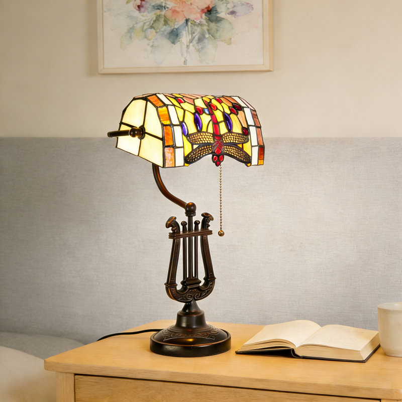 Lampe de table en verre coloré Tiffany, ampoule incluse H 14,2 po x l 7,9 po