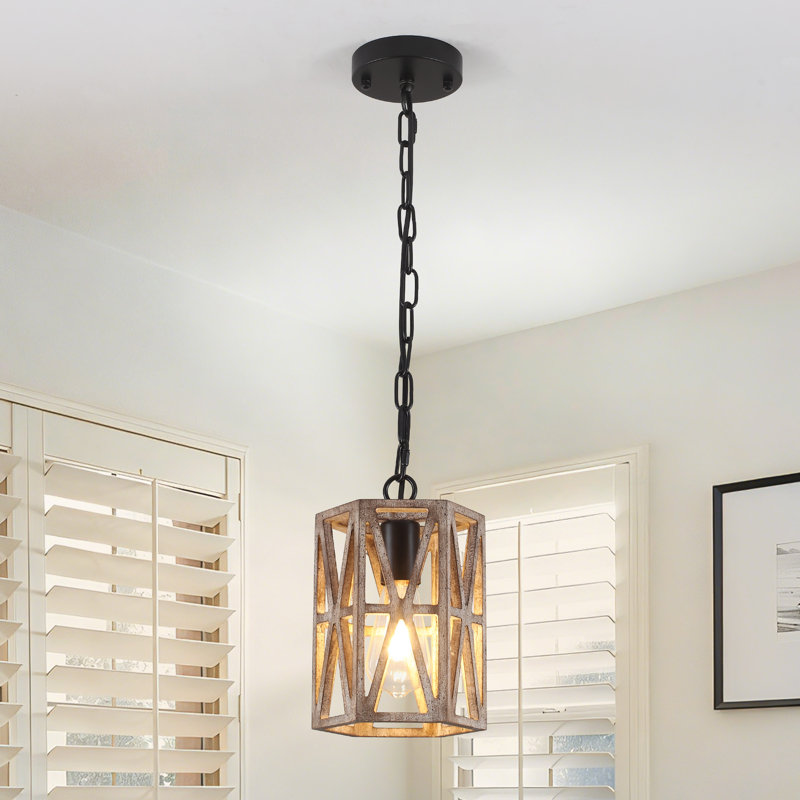 1-Light Farmhouse Dining Room Single Cylinder Pendant