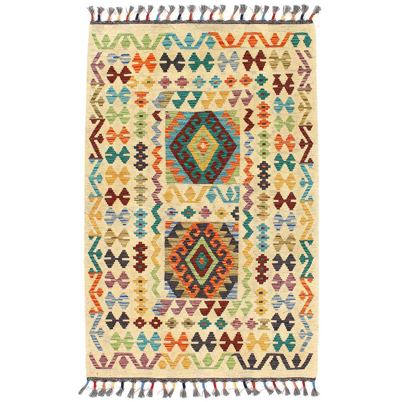 Tissage plat de style tribal de style tribal Pasargad 3 pi 3 po x 5 pi