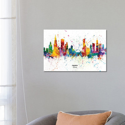 Chicago Illinois Skyline Splash by Michael Tompsett - Wrapped Canvas Print