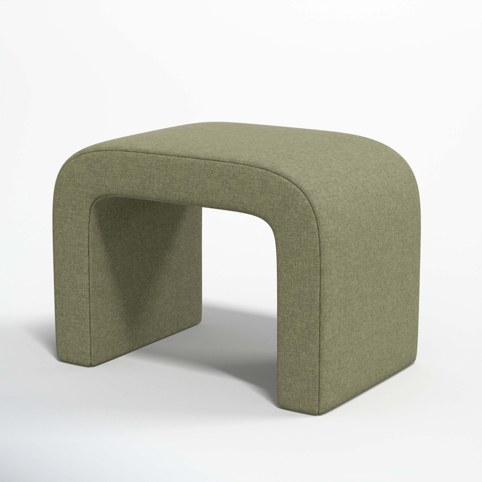 Barley 28" Ottoman, Zuma Laurel Textured Linen