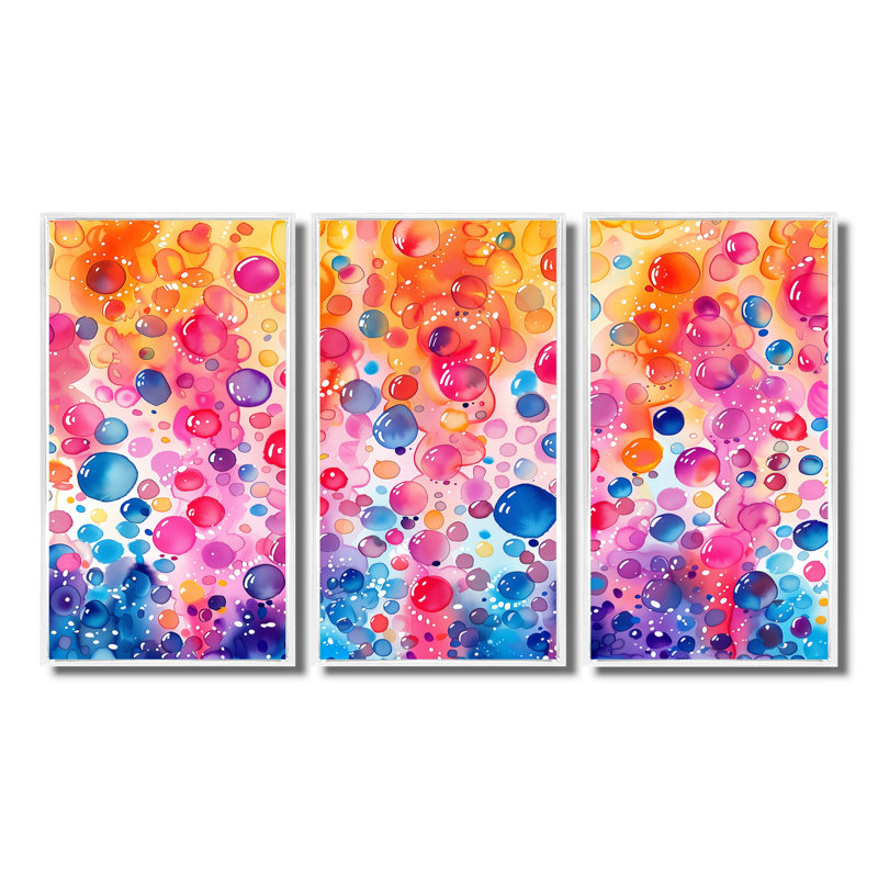 «Pink Blue Aquariums Bubbles I» - Ensemble de décorations murales aquariums, H 32 po x l 48 po x P 1 po