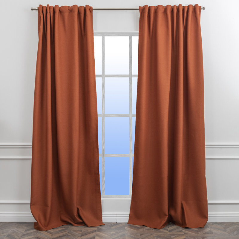 Room Darkening Single Curtain Panel, 130cm Width x 225cm Drop, Burnt Orange