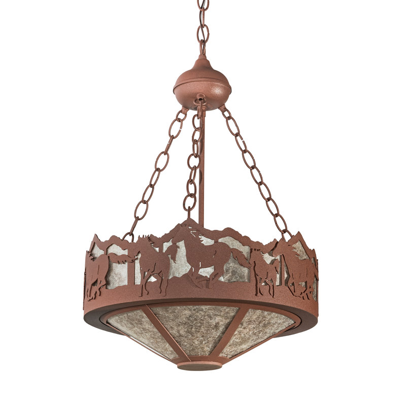 Rustic 16" Glass and Fluorescent Pendant Light