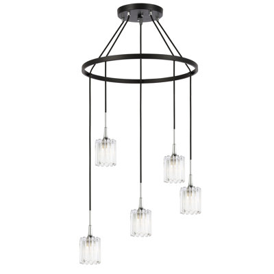 Lustre de roue de wagon à l’ombre 5 lumières Romona