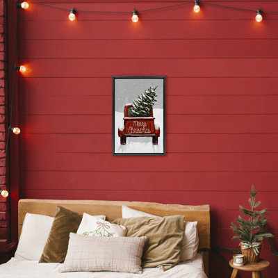 Merry Christmas Snowy Tree Truck Floating Frame, design by Dogwood Portfolio
