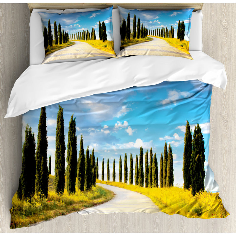 Rustic Floral Duvet Cover, Queen Duvet Cover + 2 Shams