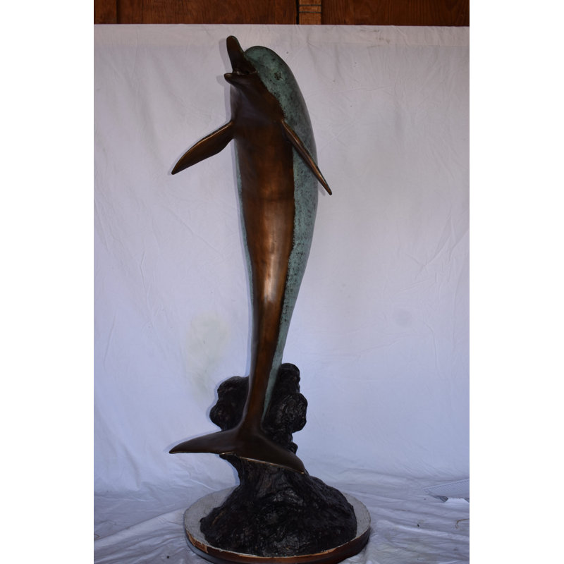 Dolphin Jumping Of The Water Bronze State Fountain Size: 23" X 33" X 60"H