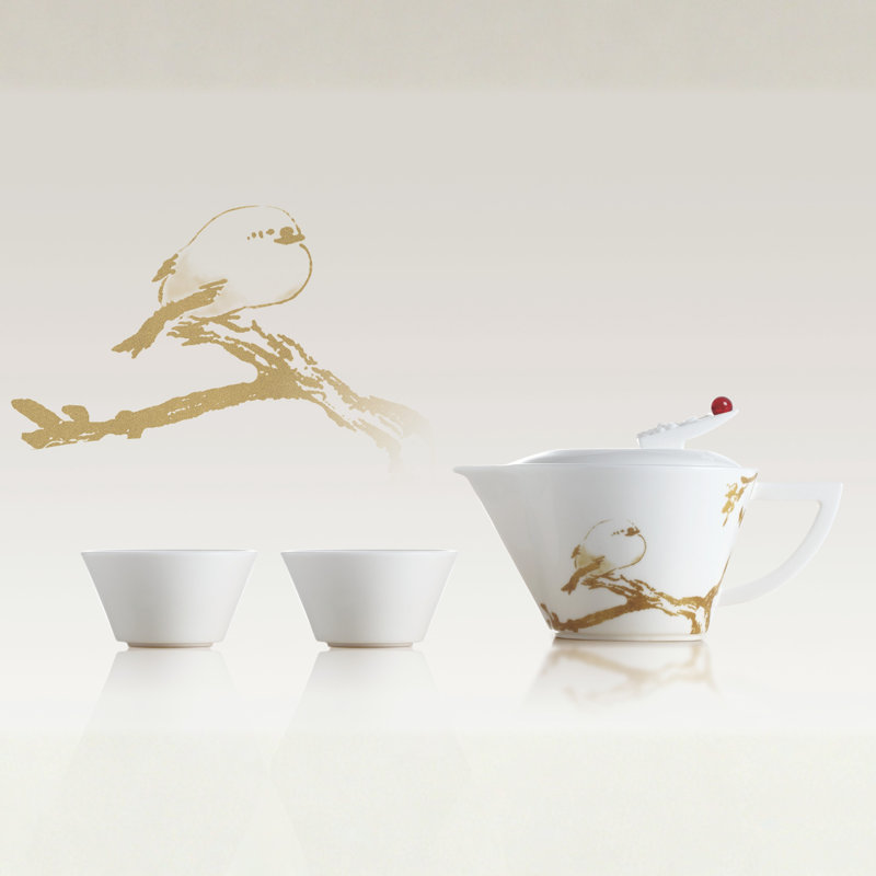 LIULI Living, Bone China Tea Set | Plump Little Bird (1 Teapot, 2 Teacups)