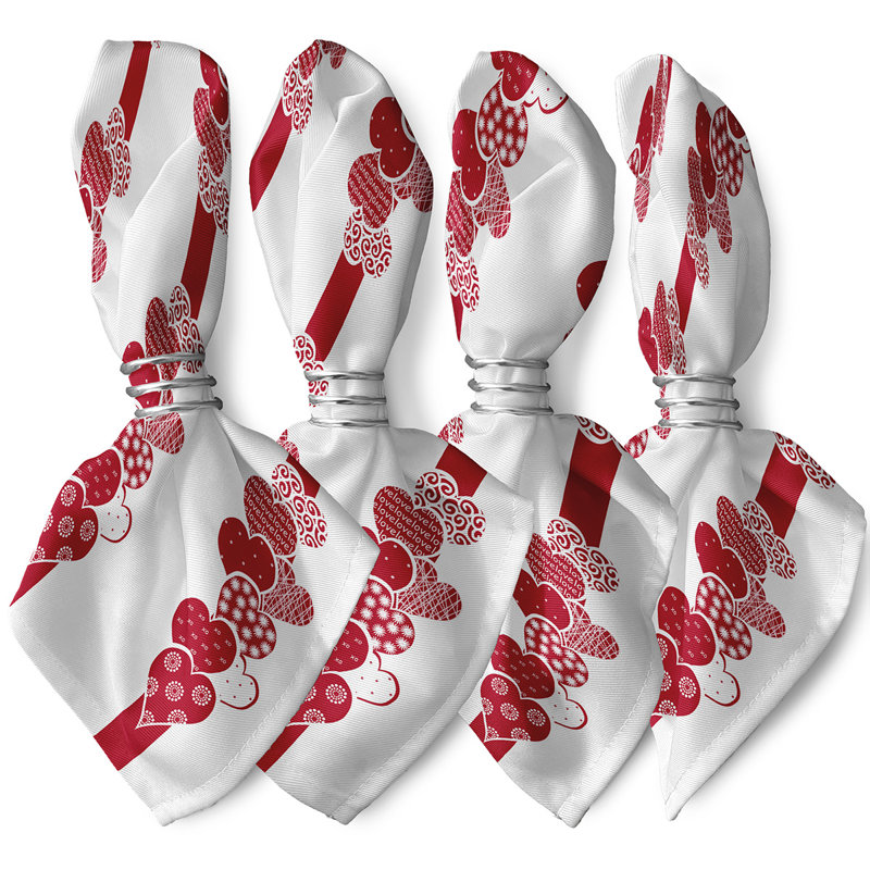 Ensemble de serviettes 4 pièces Saint-Valentin, L 18 po x L 18 po, Rouge