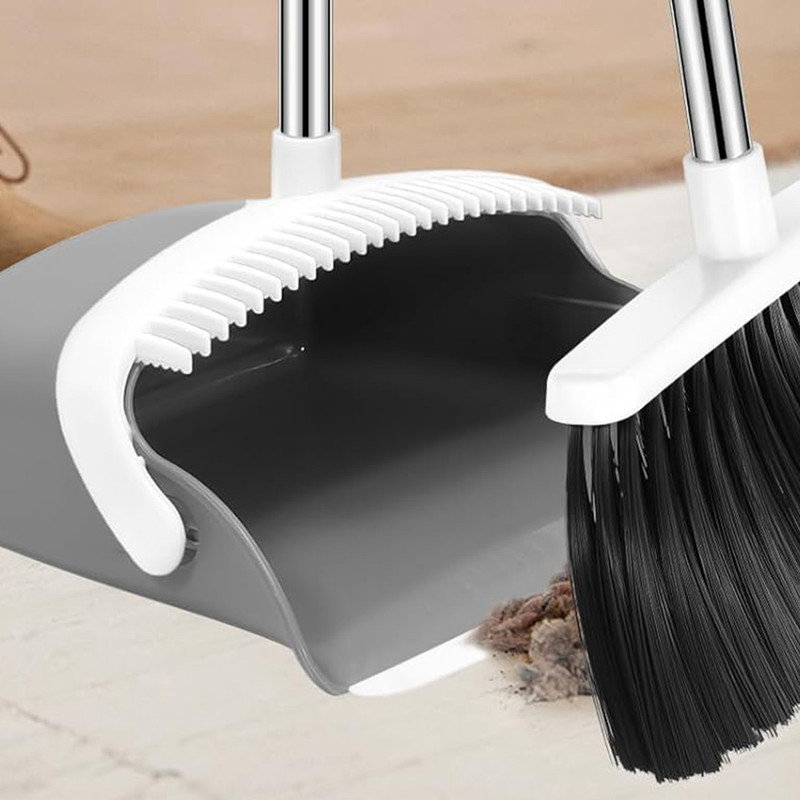 NACENA Broom And Dustpan Set, 55-in Long Adjustable Handle Broom Dustpan Combo With Dustpan Teeth To Automatically Clean Hair Suitable For Home Kitchen Office Hall Floor Large Greyandorange - View #10