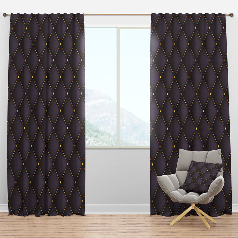 Panneau de rideau simple semi-diaphane avec passe-tringle Mid-Century, l 52 po x L 120 po