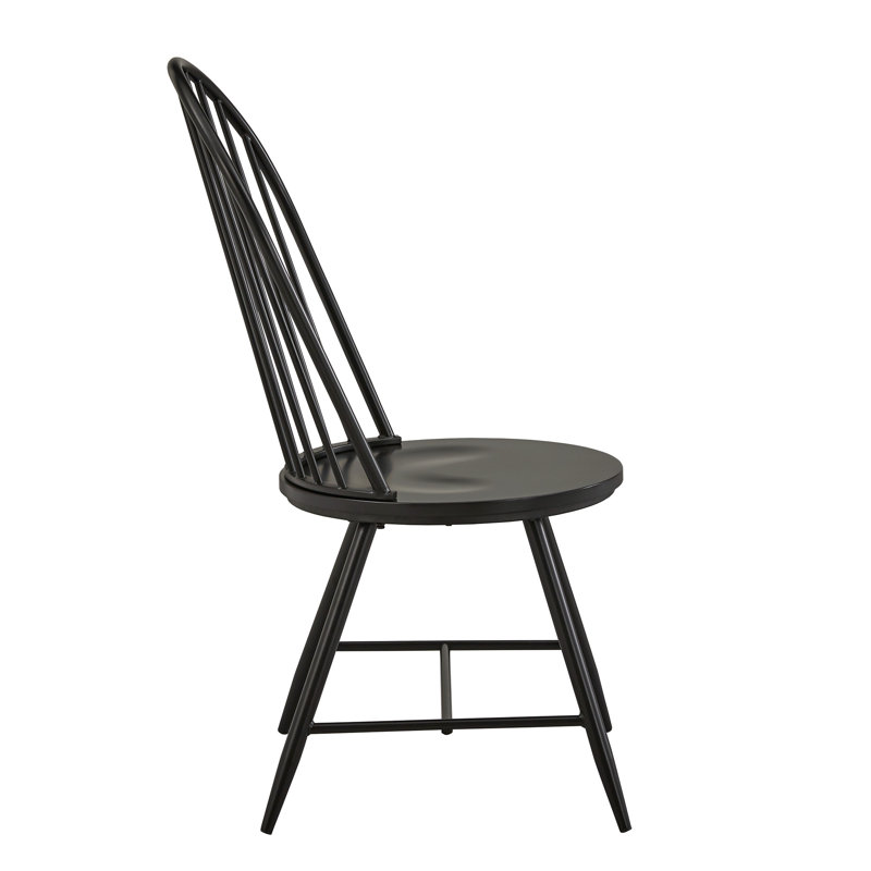 Chaise d'appoint en métal à haut dossier avec siège en bois Kennamer Hoop, Noir, noir, noir, noir