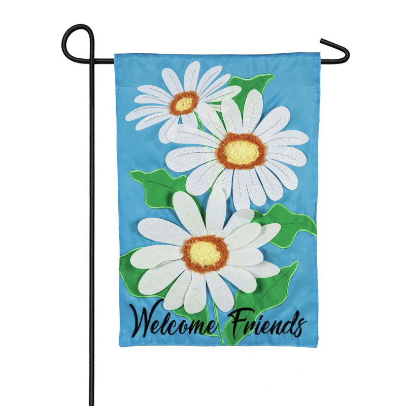 Marguerites en nylon 2 côtés 18 x 13 po welcome friends drapeau de jardin