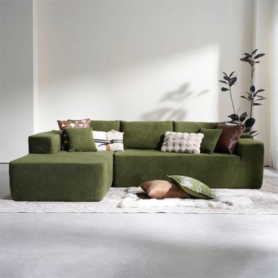 No Assembly Required Compression Packed Corduroy Fabric Sofa