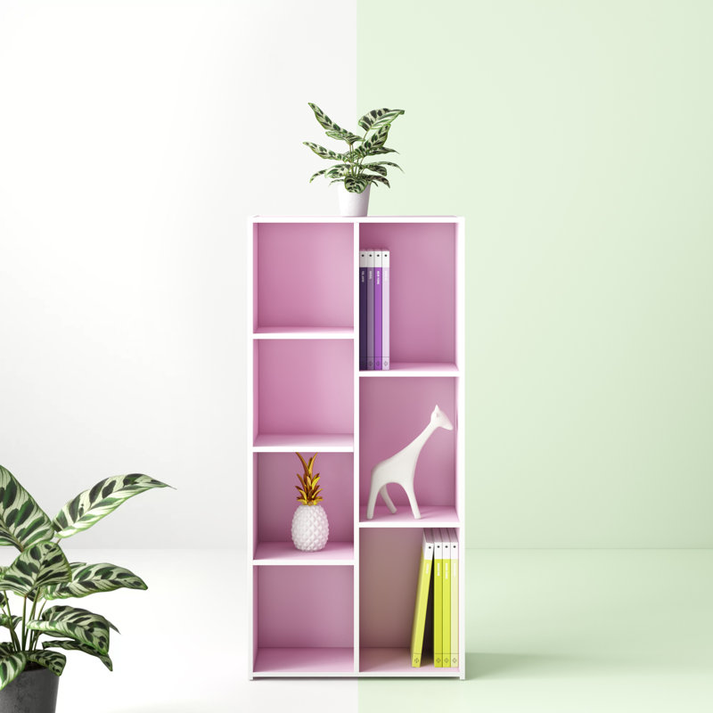 O'Quinn 7-Cube Reversible Open Shelf, White/Pink