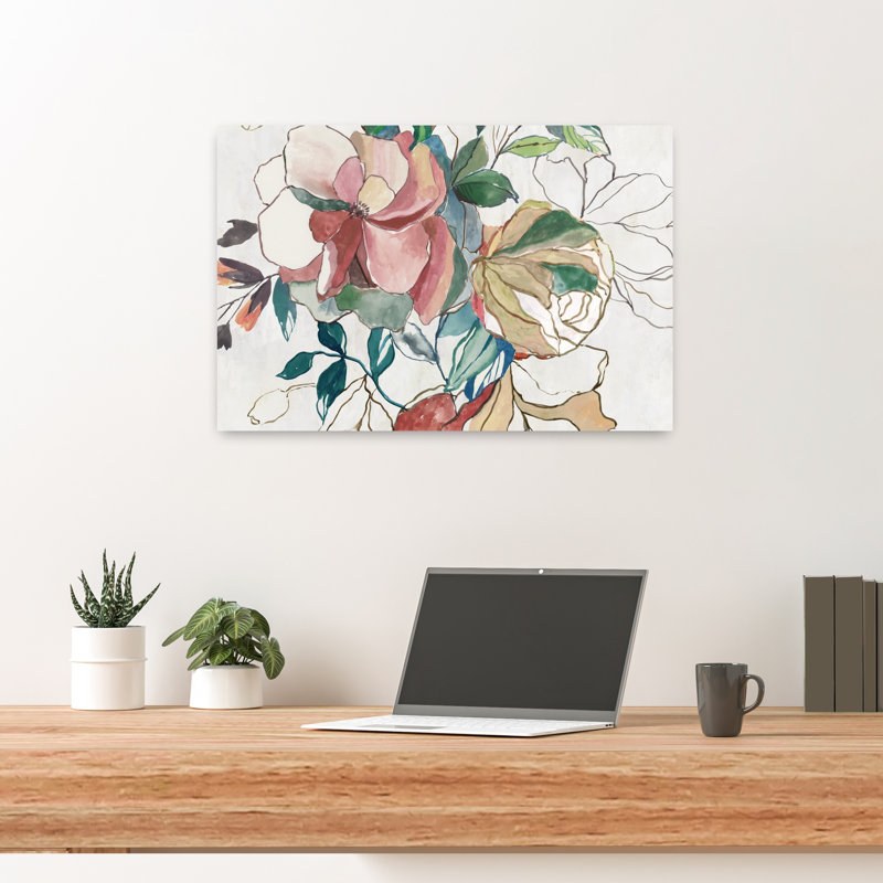 Fleur classique classique, art floral abstrait, délicat et élégant, H 16 po x l 24 po
