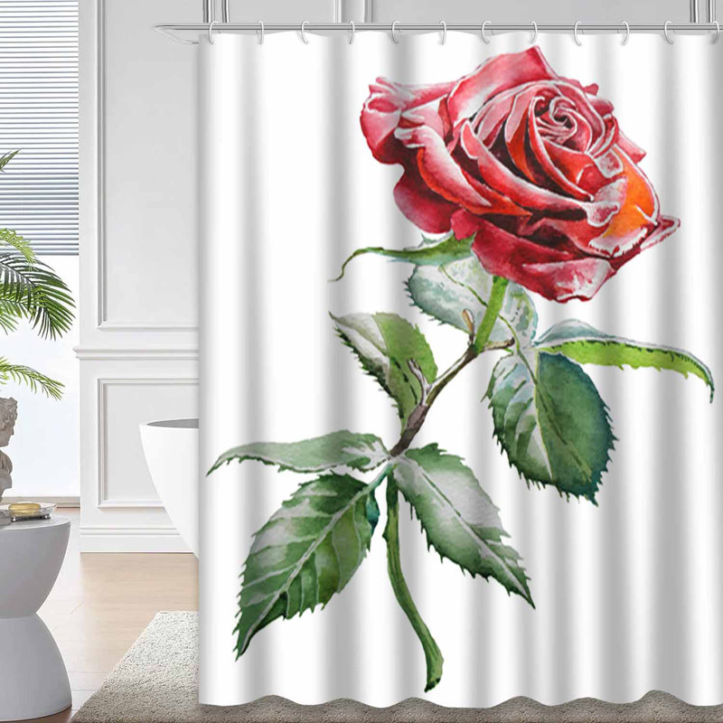 Rideau de douche avec 12 crochets Red Rose, L 72 po x l 84 po