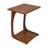 Solid Rubberwood C-Shaped End Table with Lockable Wheels, 2-Tier Rolling Laptop Table for Home