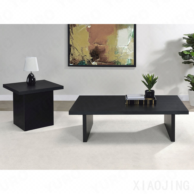 Black 2-Piece Rectangular Coffee And End Table Set
