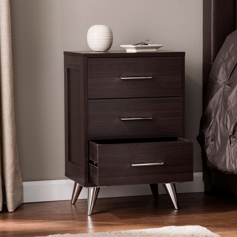 Table de chevet moderne avec rangement, Espresso