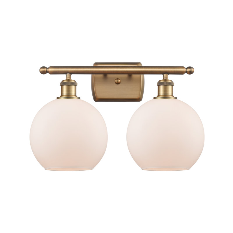 Éclairage de salle de bain à intensité variable à 2 lumières Baptista, Ampoule incandescente rétro 60 watts, Laiton brossé
