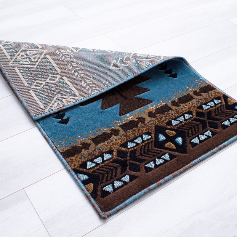 Allport Geometric Indoor Doormat, Light Blue
