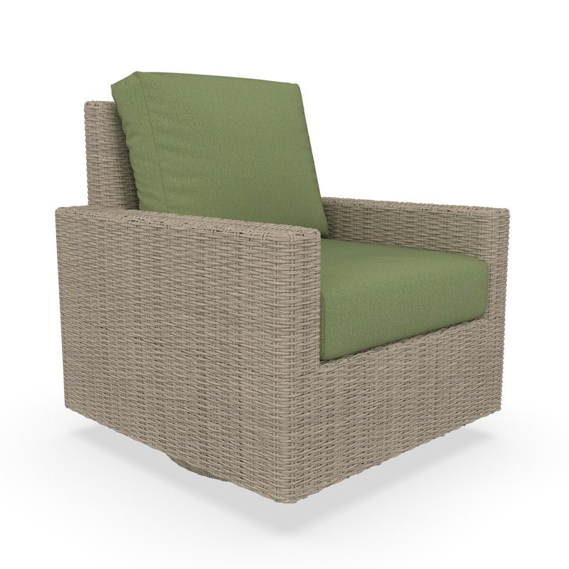 Chaise pivotante pour l'extérieur avec coussins Sunbrella Padget, Couleur unie, Toile fougère Sunbrella