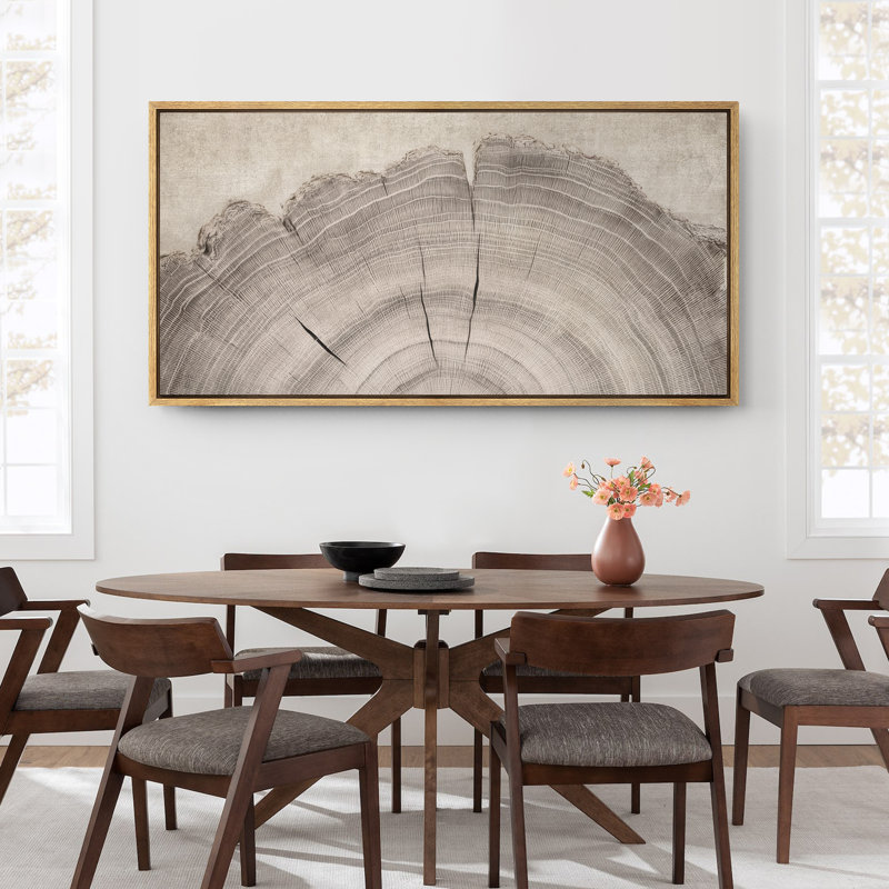 Grande impression sur toile encadrée - Anneaux d'arbre pour décoration intérieure moderne, Naturel, H 30 po x l 60 po
