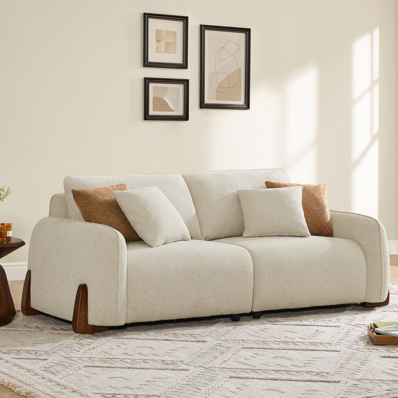 Canapé modulaire rembourré 90 po avec pieds en bois 90 po, Sable