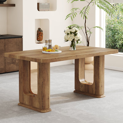 Table de salle à manger 64,5 "en faux marbre / bois avec décor en verre pour le salon de la cuisine