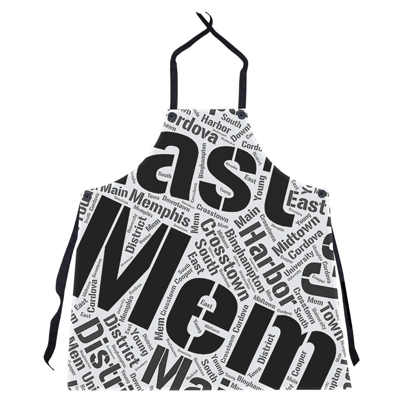 Word Art Bib Apron, Black, Memphis