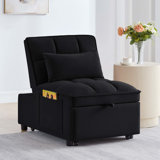Tufted Single Pull-Out Sofa Bed with Adjustable Backrest And Pillows, Convertible Chaise Lounge