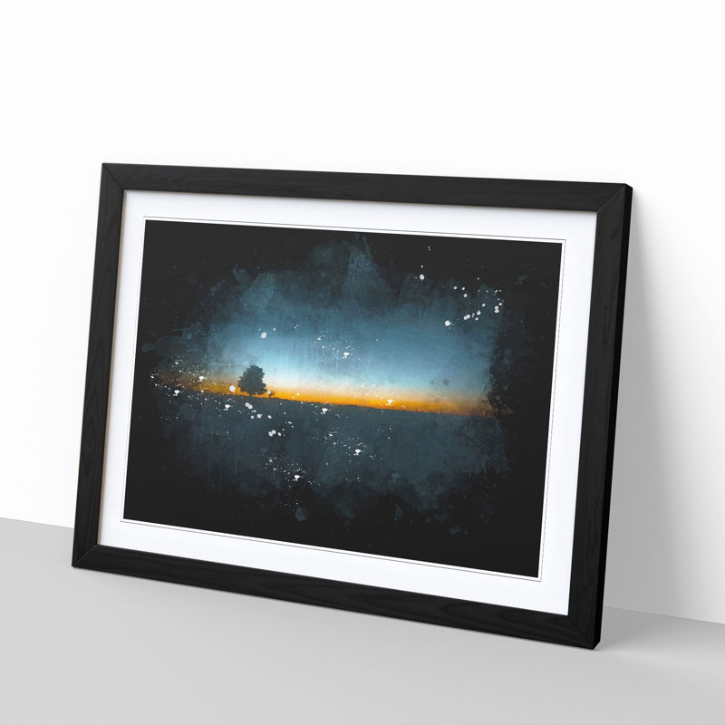 Lone Tree in Brandenburg Germany - Picture Frame Graphic Art Print, 24cm H x 33cm W x 2cm D, Black Framed