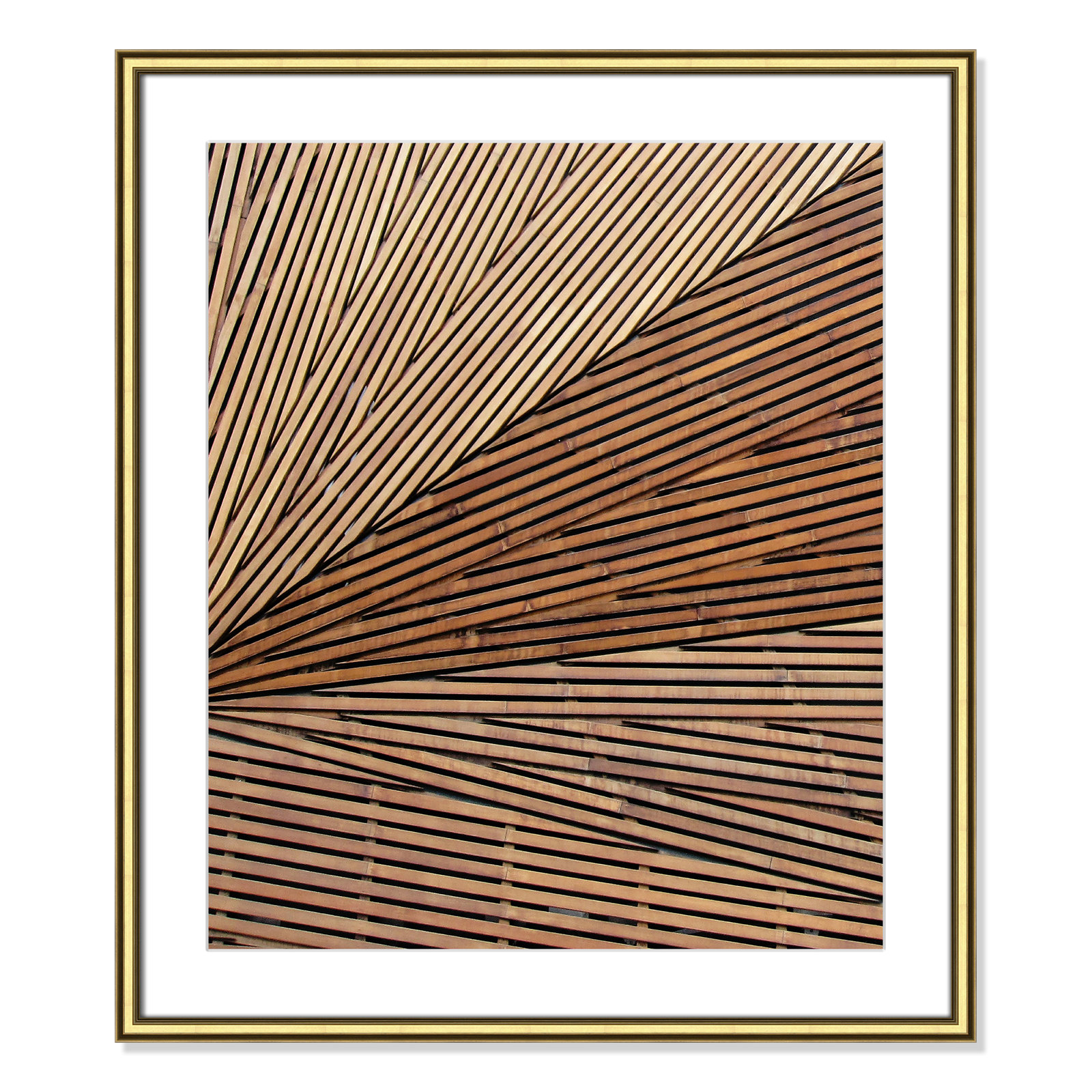 Fayette "Geometric Wood Panel 1" Print, 26.75" H x 22.75" W x 0.88" D, Gold