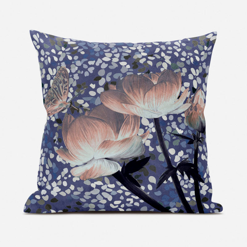 Housse et insert de coussin décoratif en polyester pour l'intérieur et l'extérieur, 20 po x 20 po, Pêche / bleu clair / gris