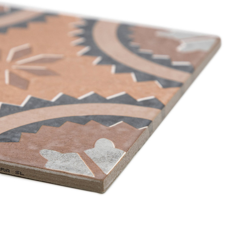 Verity Poppy 8" x 8" Patterned Matte Porcelain Tile, Cotto