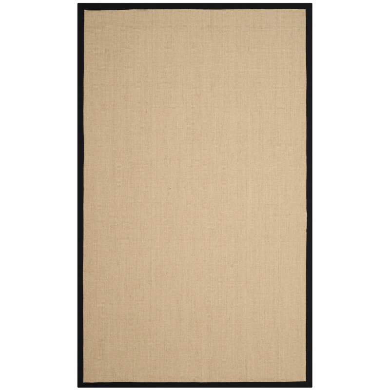 Natural Fiber Retia Border Area Rug In Beige & Black, Rectangle 122 x 183 cm