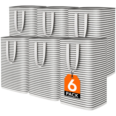 Paquet de 6 paniers à linge pliables pour panier à linge, grand panier à linge autoportant pour la lessive avec poignées de transport faciles pour salle de bain Dortoir de chambre à coucher pour adulte, noir, 6 x 80 L