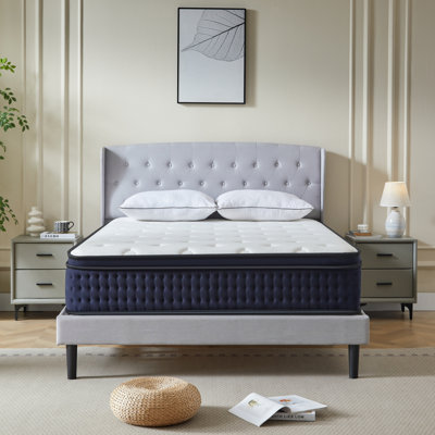 12-Inch Medium Firm Hybrid Mattress with Cooling Gel Memory Foam & Pocket Coil, Adjustable Bed Compatible, Certified Safe, Pressure Relief, Motion Isolation, Breathable & Fiberglass-Free, King Sizes, Mattress in a Box