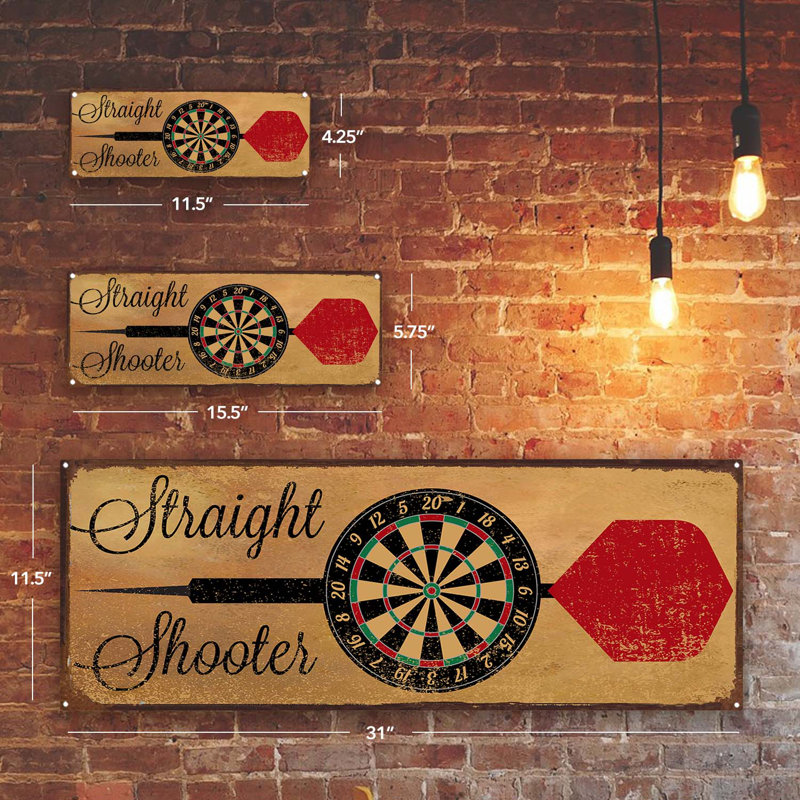 Plaque en métal Dards Shooter, H 5,75 po x l 15,5 po